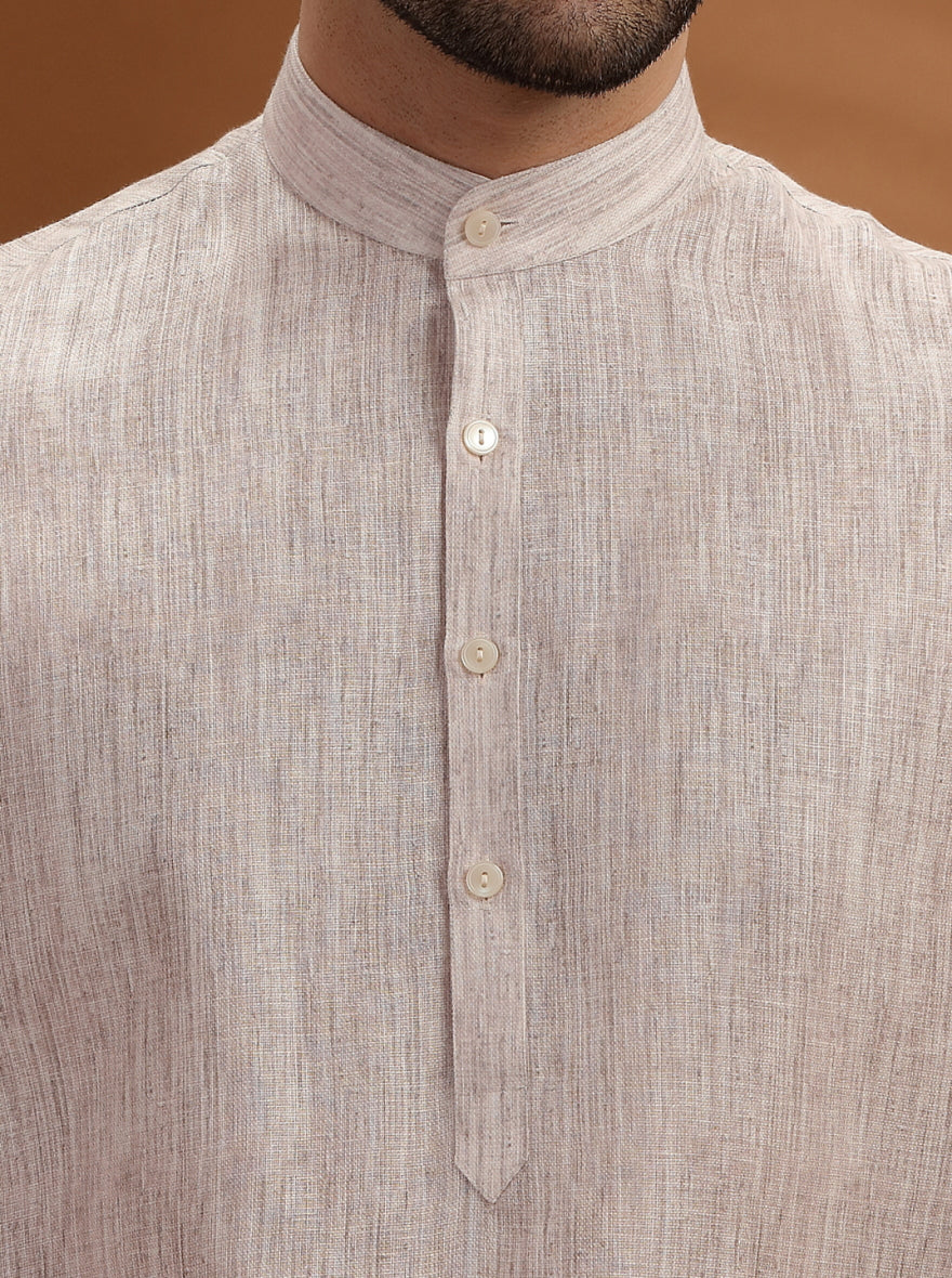 Fawn Solid Modi Kurta | JadeBlue