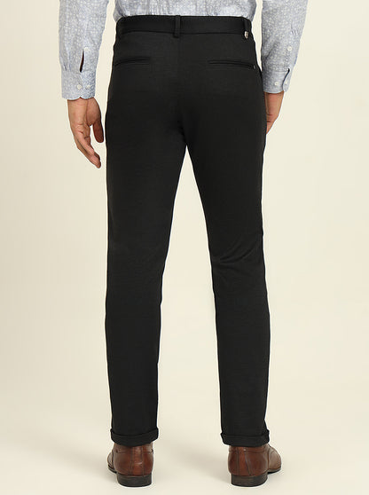 Black Solid Venice Fit Casual Trouser | JadeBlue