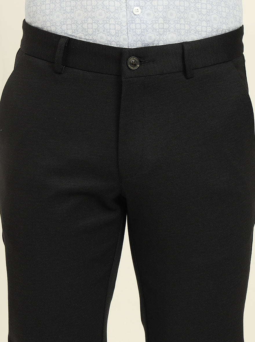 Black Solid Venice Fit Casual Trouser | JadeBlue