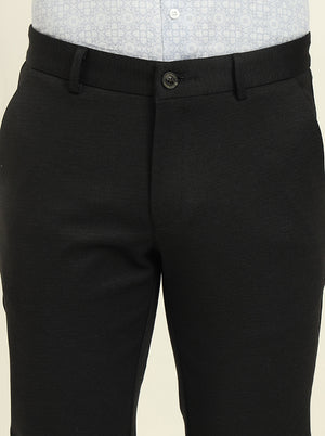 Black Solid Venice Fit Casual Trouser | JadeBlue