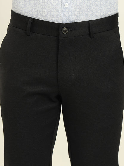 Black Solid Venice Fit Casual Trouser | JadeBlue