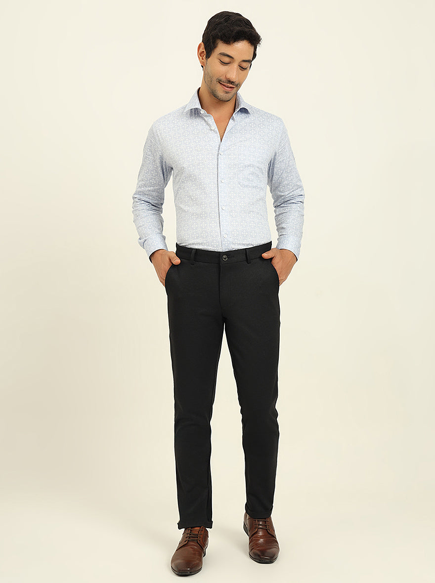 Black Solid Venice Fit Casual Trouser | JadeBlue