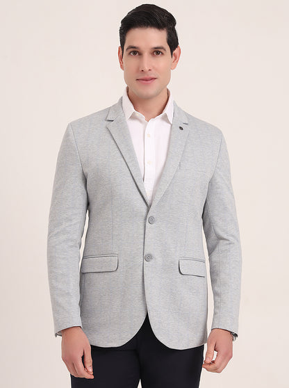 Light Grey Solid Regular Fit Blazer | JB Studio