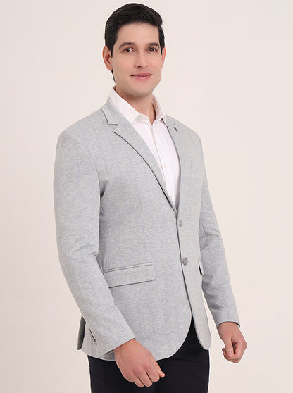 Light Grey Solid Regular Fit Blazer | JB Studio