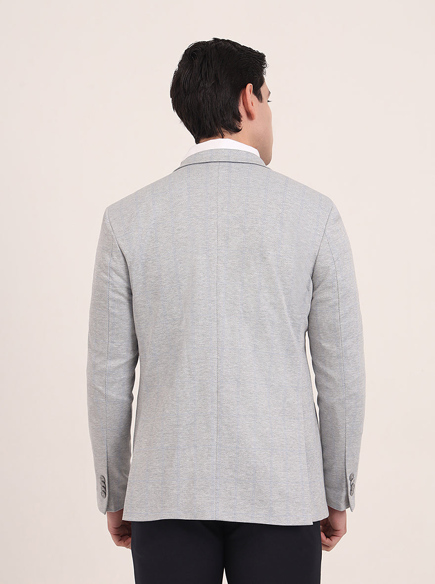 Light Grey Solid Regular Fit Blazer | JB Studio