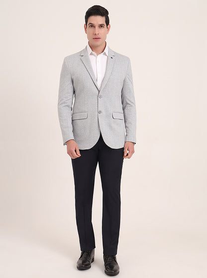Light Grey Solid Regular Fit Blazer | JB Studio