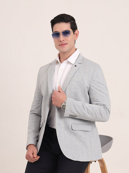 Light Grey Solid Regular Fit Blazer | JB Studio
