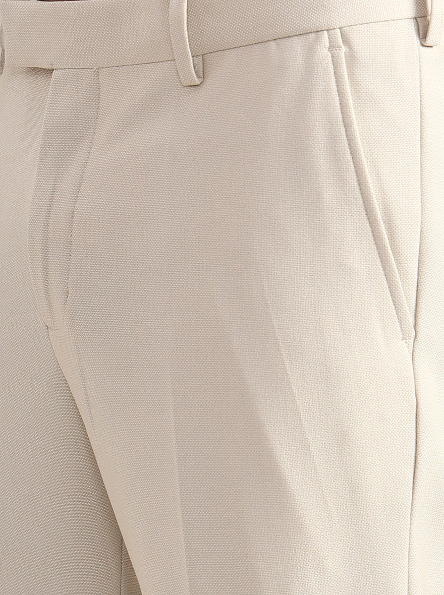 Beige Solid Slim Fit Formal Trouser | JadeBlue Youth