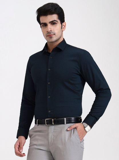 Bottle Green Solid Slim Fit Party Wear Shirt | Greenfibre