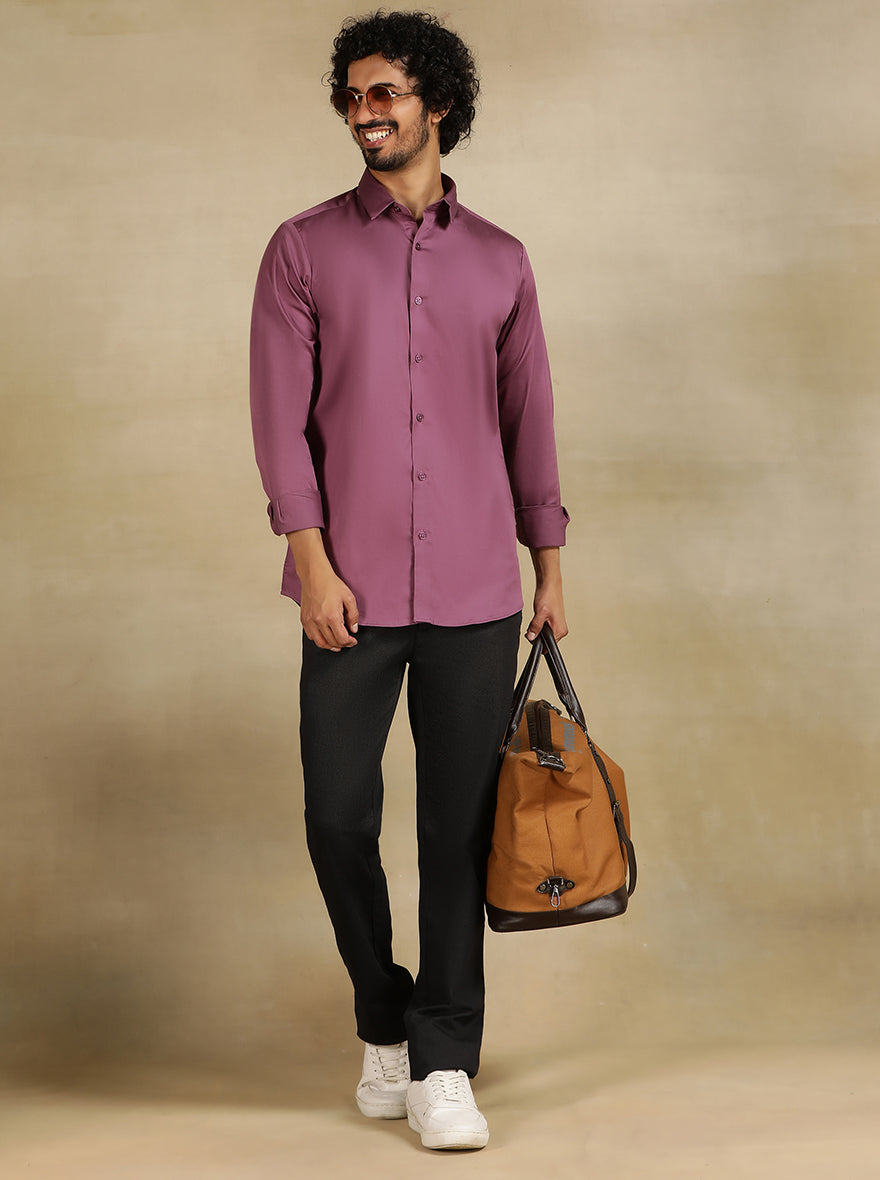 Purple Solid Slim Fit Casual Shirt | JadeBlue