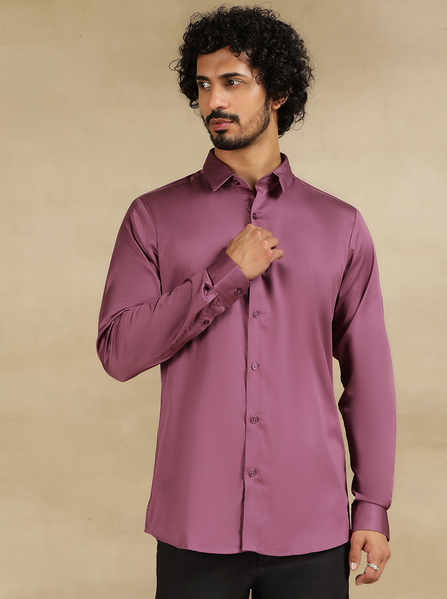 Purple Solid Slim Fit Casual Shirt | JadeBlue