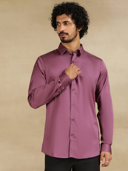Purple Solid Slim Fit Casual Shirt | JadeBlue