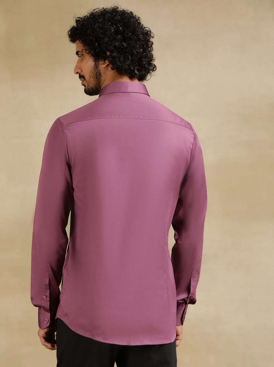 Purple Solid Slim Fit Casual Shirt | JadeBlue