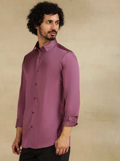 Purple Solid Slim Fit Casual Shirt | JadeBlue