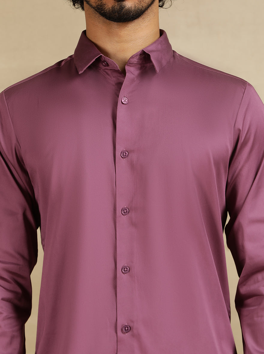 Purple Solid Slim Fit Casual Shirt | JadeBlue