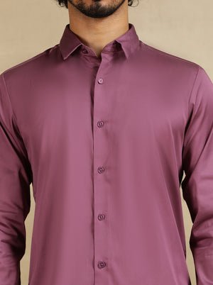 Purple Solid Slim Fit Casual Shirt | JadeBlue
