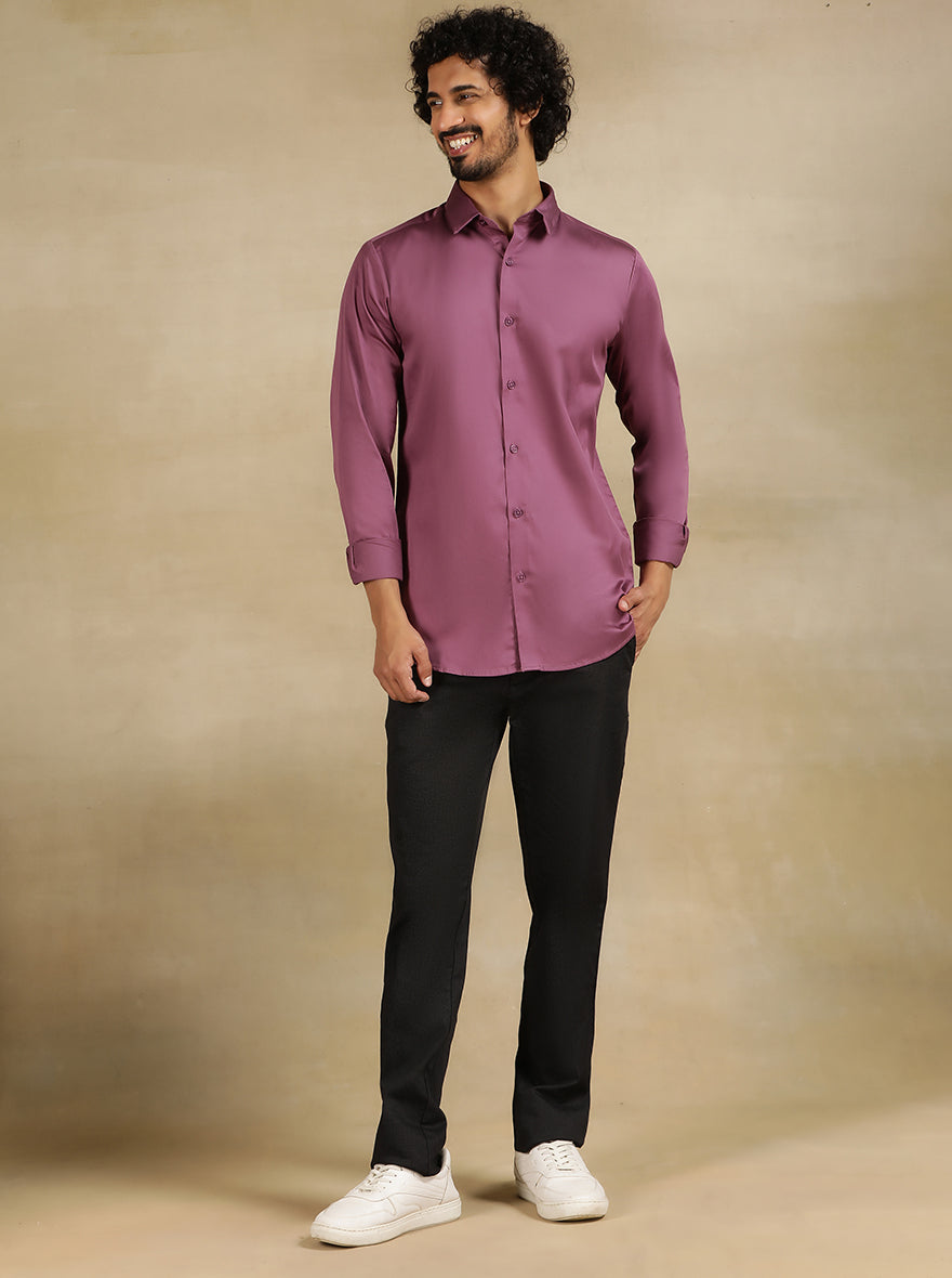 Purple Solid Slim Fit Casual Shirt | JadeBlue