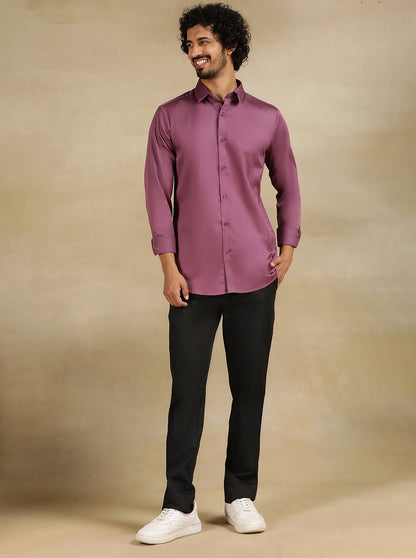 Purple Solid Slim Fit Casual Shirt | JadeBlue