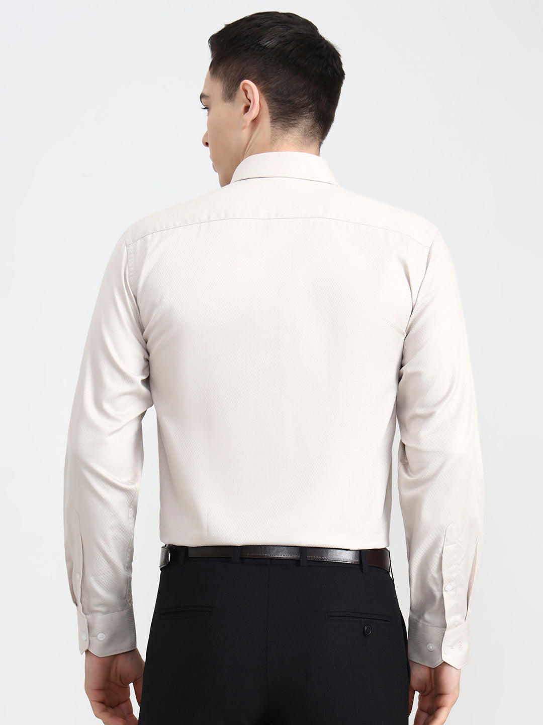 Beige Solid Regular Fit Formal Shirt | JadeBlue
