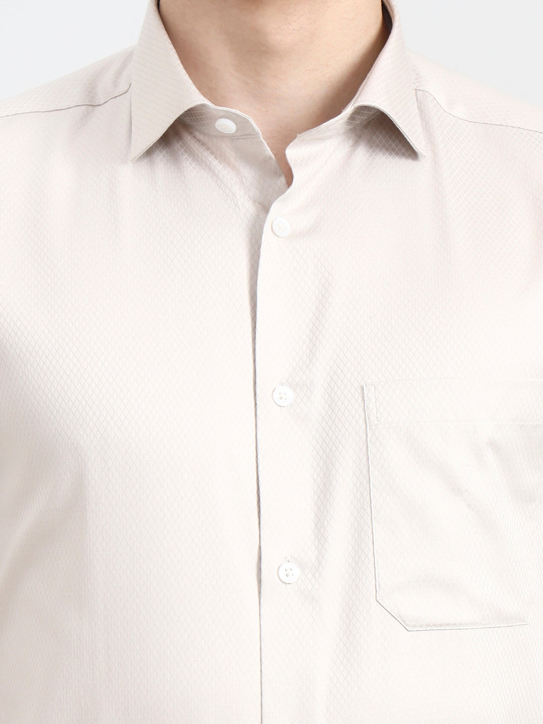 Beige Solid Regular Fit Formal Shirt | JadeBlue