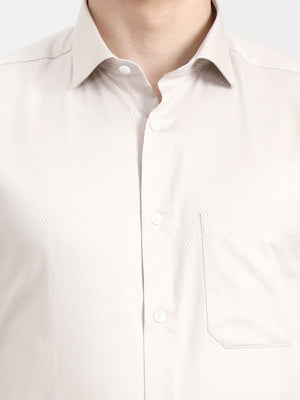 Beige Solid Regular Fit Formal Shirt | JadeBlue