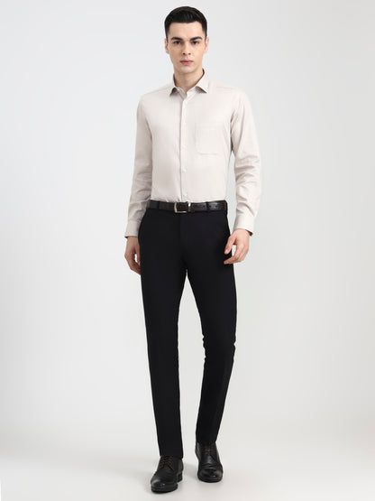 Beige Solid Regular Fit Formal Shirt | JadeBlue
