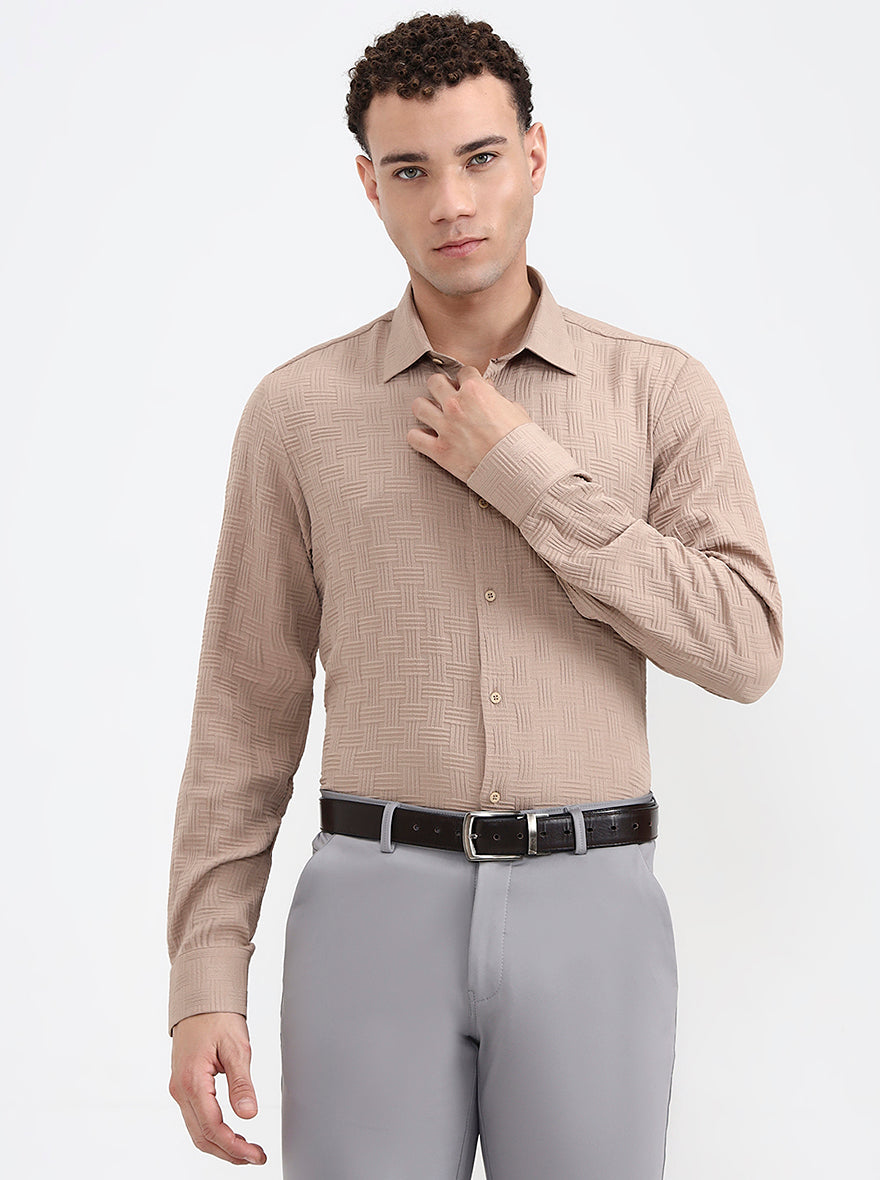 Fawn Checked Regular Fit Party Wear Shirt | Wyre