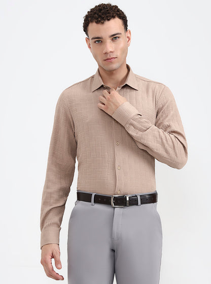 Fawn Checked Regular Fit Party Wear Shirt | Wyre