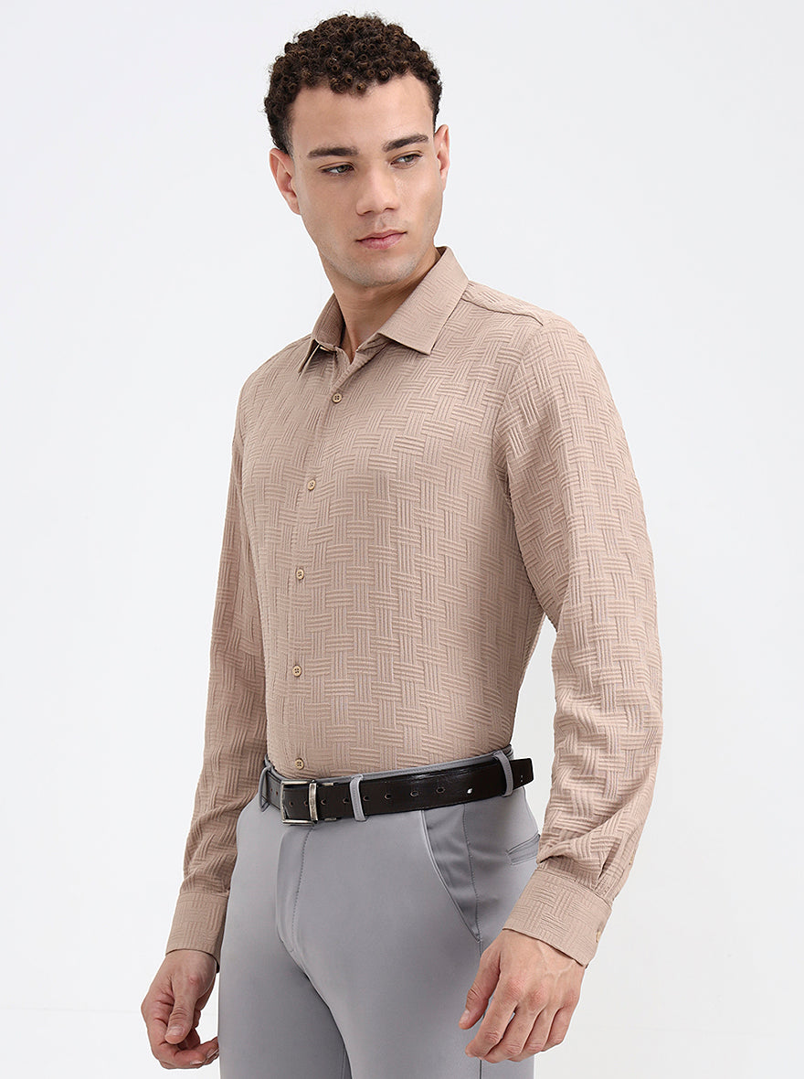 Fawn Checked Regular Fit Party Wear Shirt | Wyre