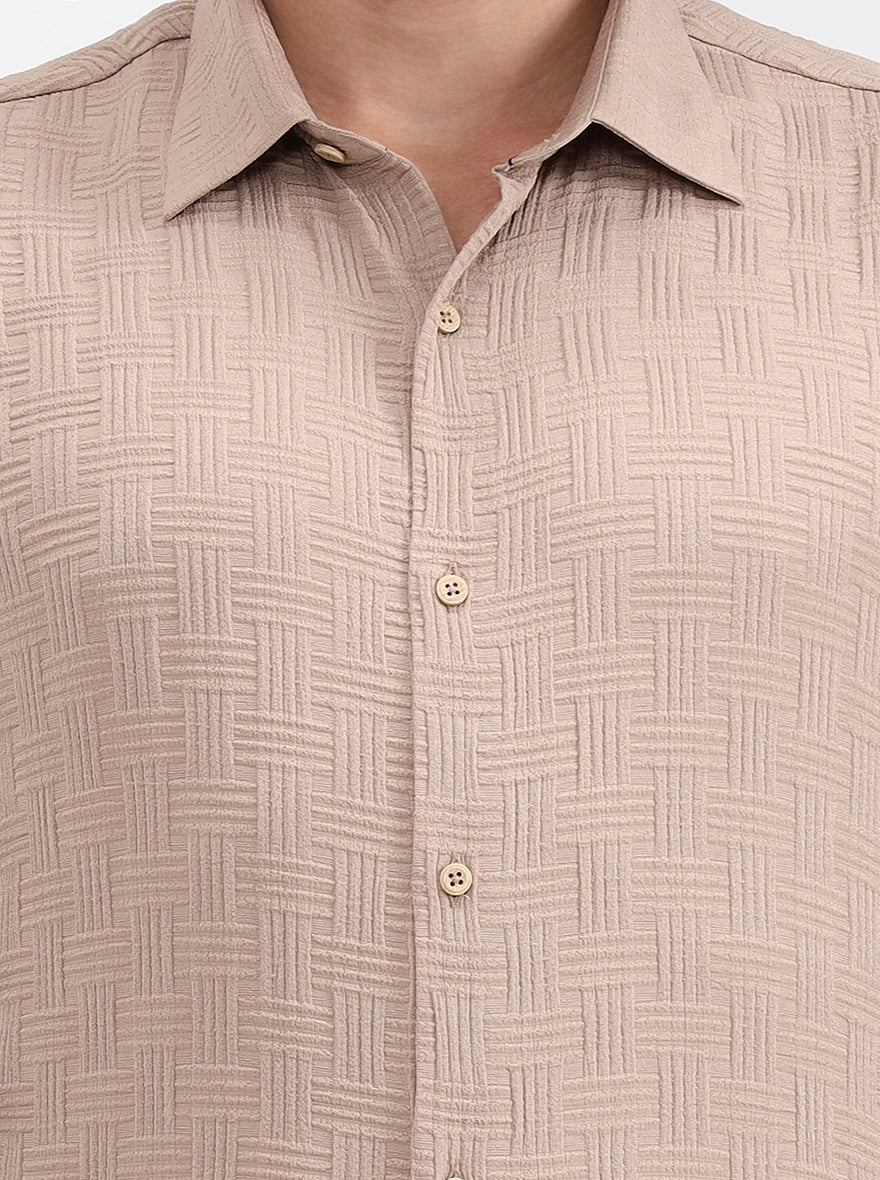 Fawn Checked Regular Fit Party Wear Shirt | Wyre