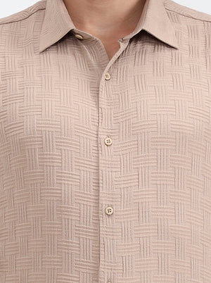 Fawn Checked Regular Fit Party Wear Shirt | Wyre