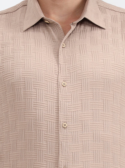 Fawn Checked Regular Fit Party Wear Shirt | Wyre