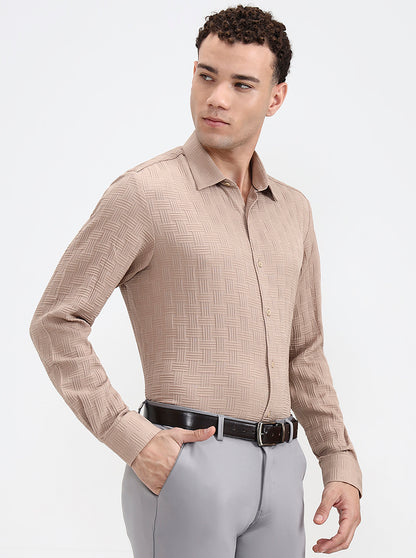 Fawn Checked Regular Fit Party Wear Shirt | Wyre