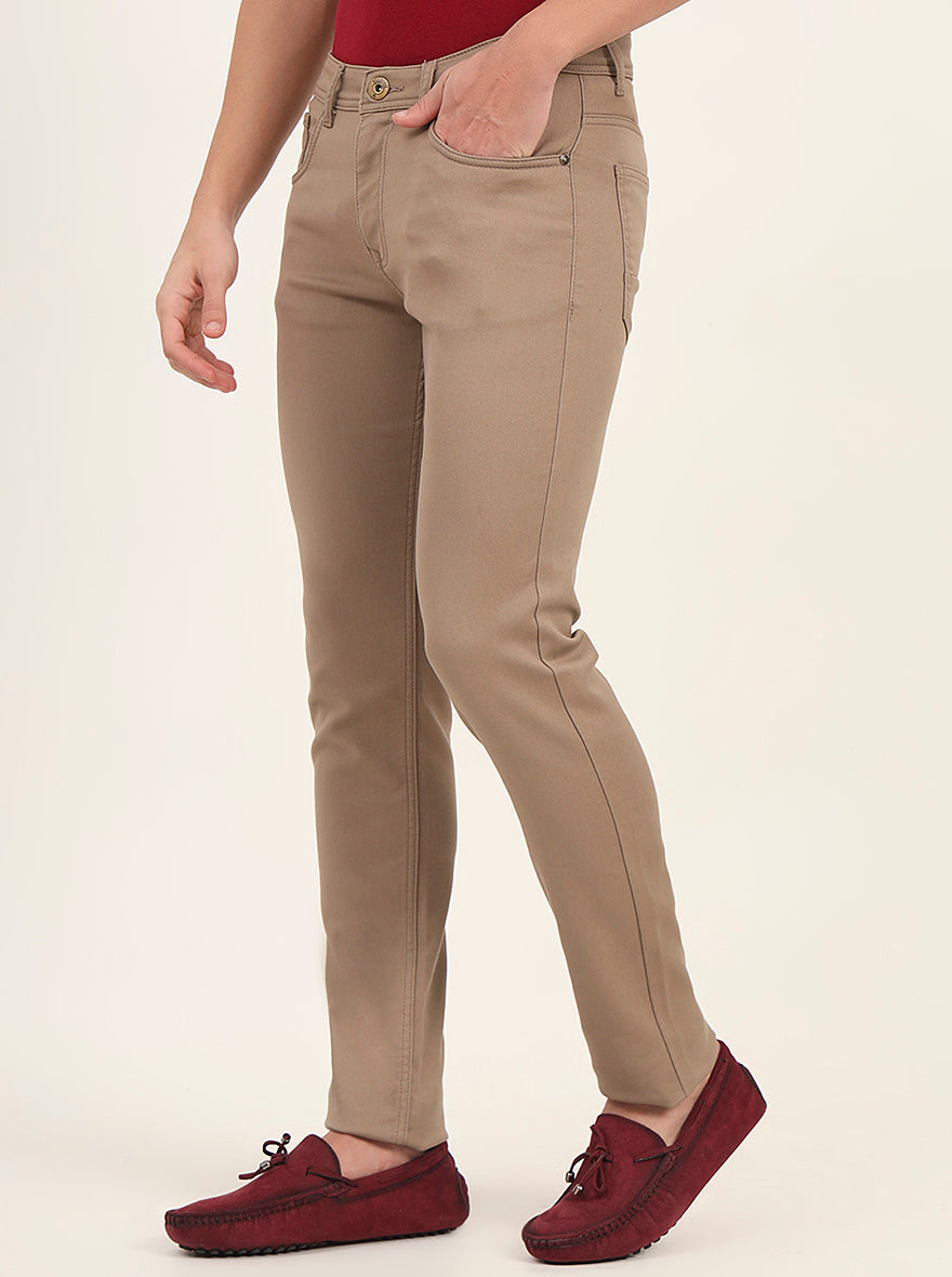 Beige Washed Narrow Fit Jeans | Greenfibre
