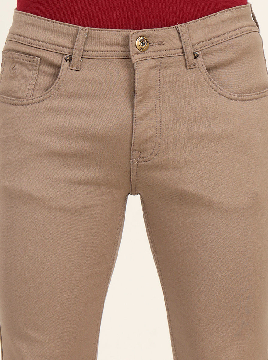 Beige Washed Narrow Fit Jeans | Greenfibre