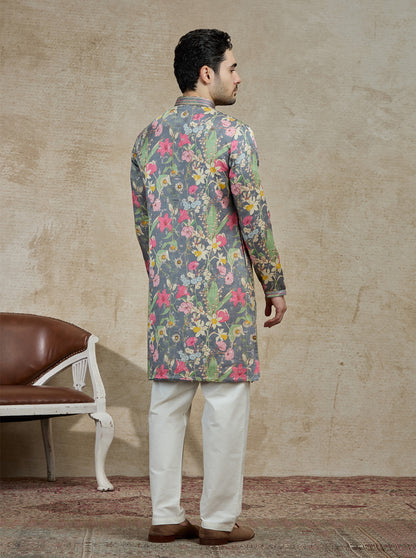 Olive Printed Kurta Pajama | Virasana