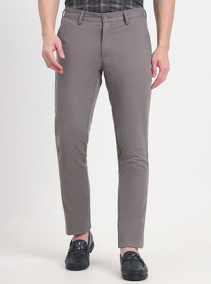 Grey Solid Uno Fit Casual Trouser | JadeBlue