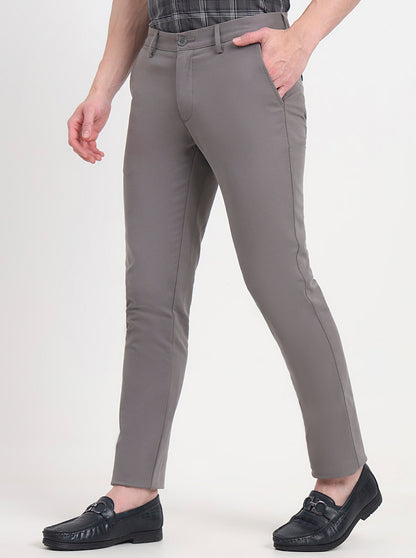 Grey Solid Uno Fit Casual Trouser | JadeBlue