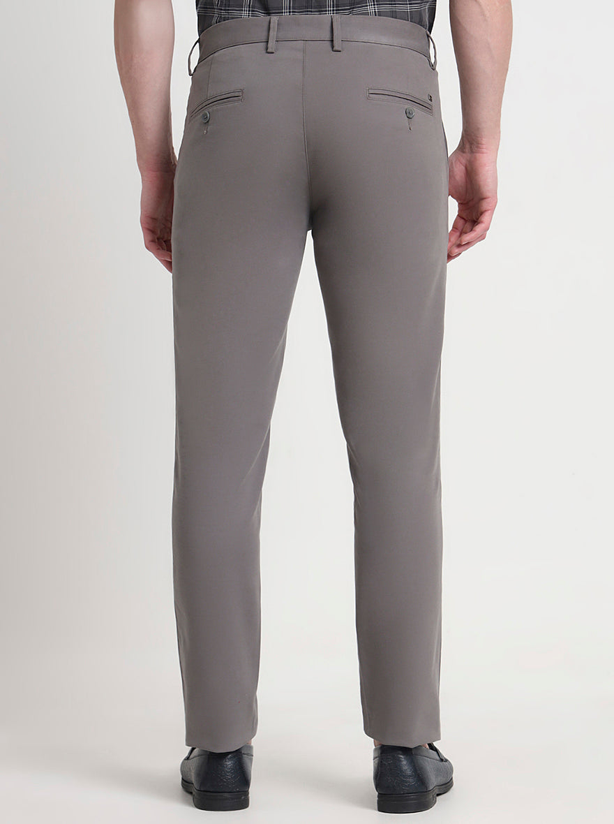 Grey Solid Uno Fit Casual Trouser | JadeBlue