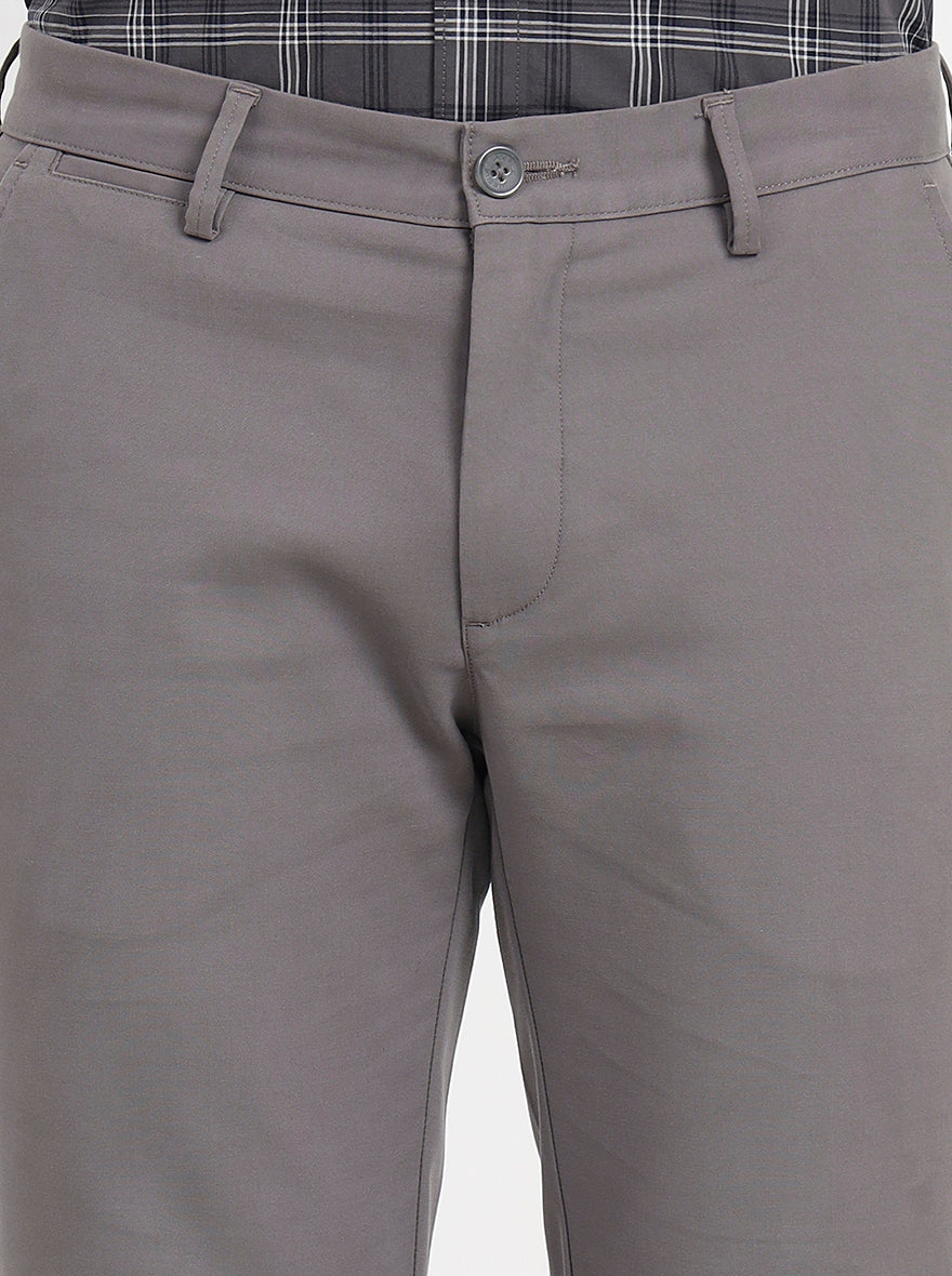 Grey Solid Uno Fit Casual Trouser | JadeBlue