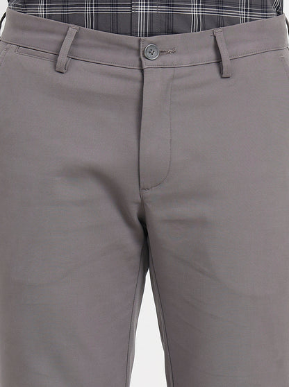 Grey Solid Uno Fit Casual Trouser | JadeBlue