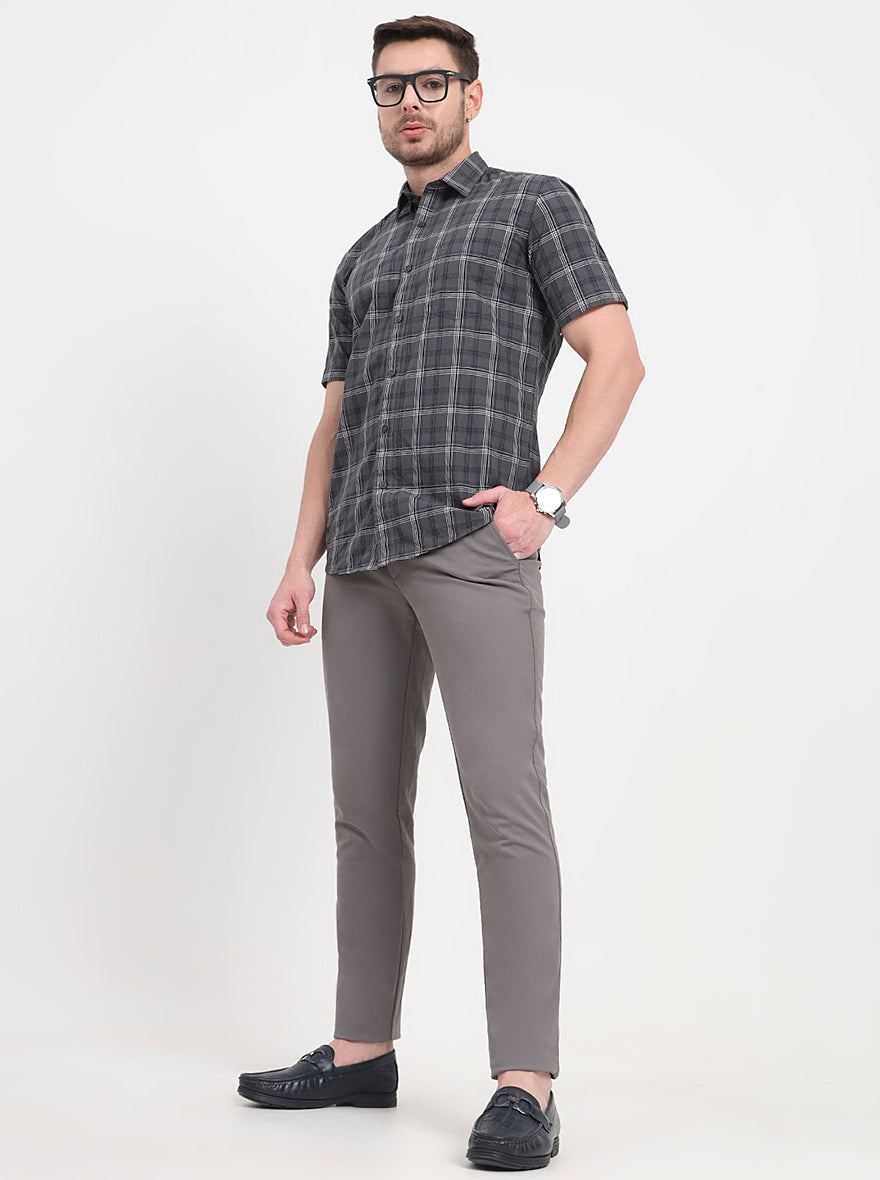Grey Solid Uno Fit Casual Trouser | JadeBlue