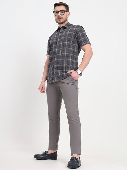Grey Solid Uno Fit Casual Trouser | JadeBlue