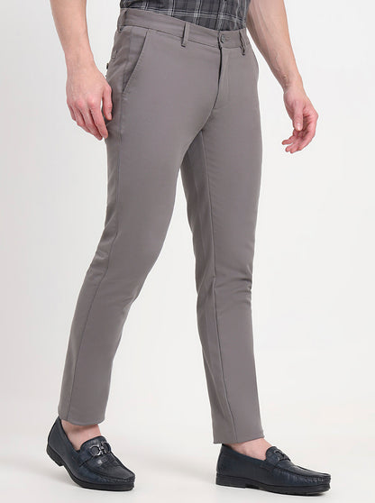 Grey Solid Uno Fit Casual Trouser | JadeBlue