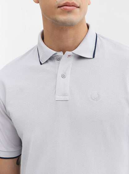 Steel Grey Solid Slim Fit Polo T-Shirt | Greenfibre