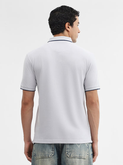 Steel Grey Solid Slim Fit Polo T-Shirt | Greenfibre