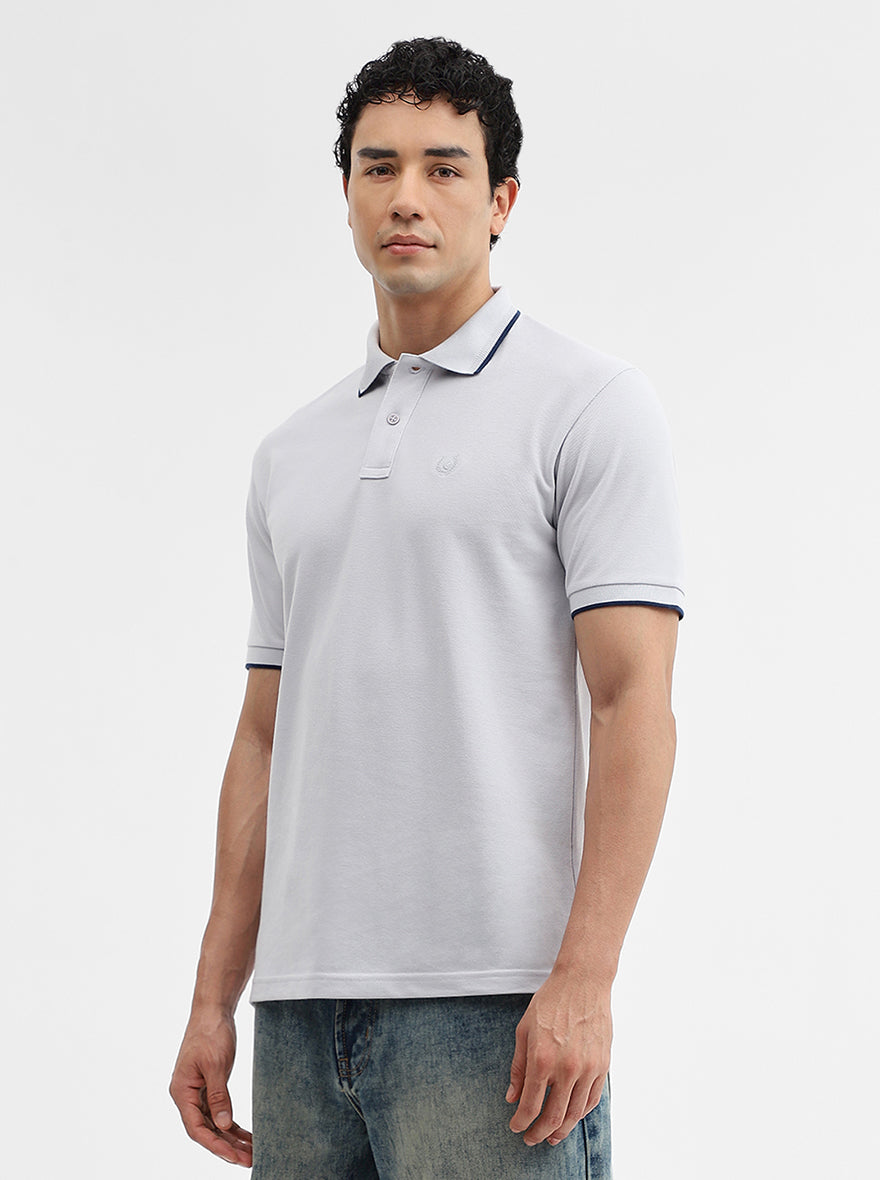 Steel Grey Solid Slim Fit Polo T-Shirt | Greenfibre