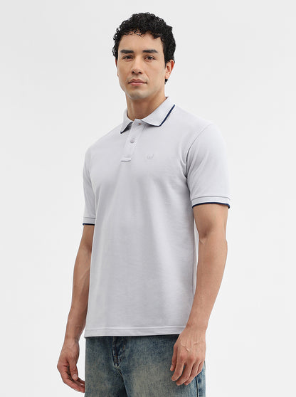 Steel Grey Solid Slim Fit Polo T-Shirt | Greenfibre