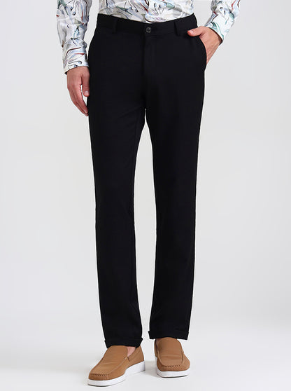 Black Solid Slim Fit Club Wear Trouser | Wyre