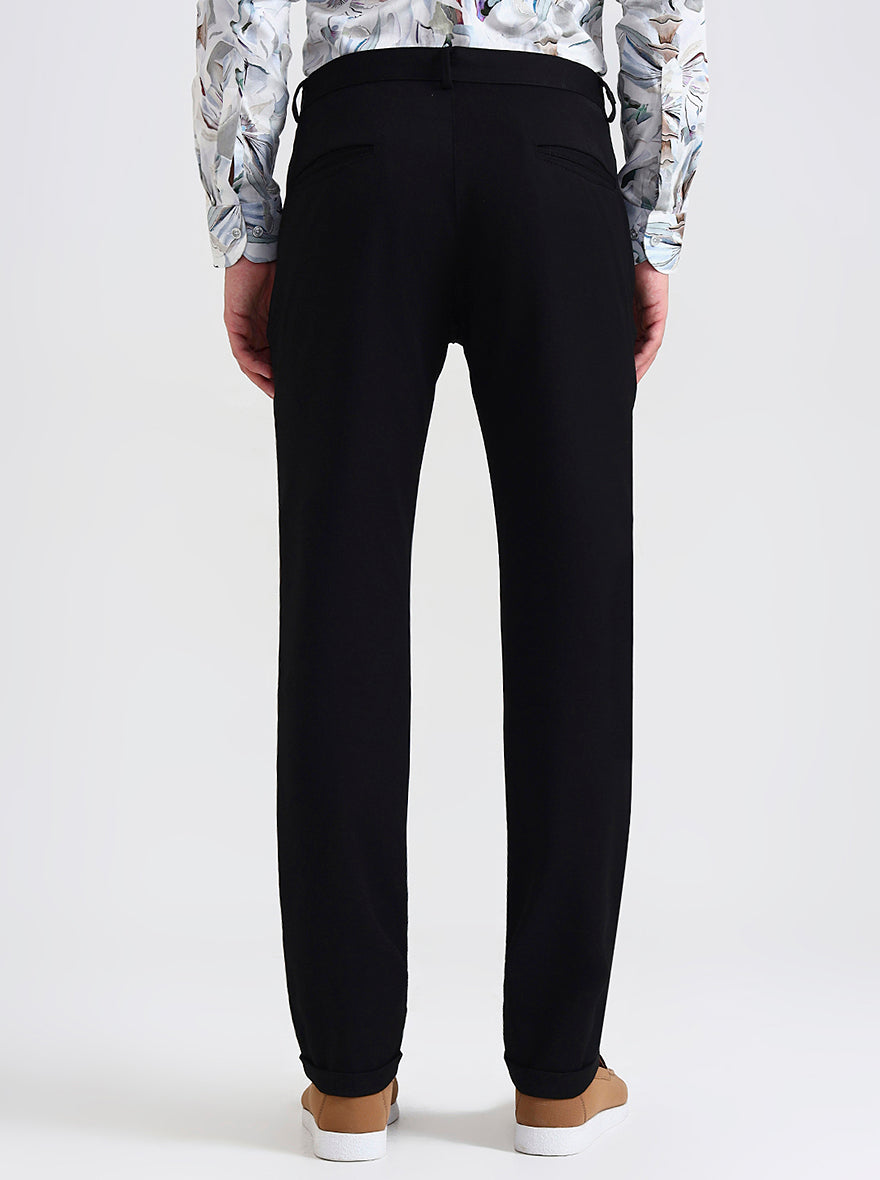 Black Solid Slim Fit Club Wear Trouser | Wyre